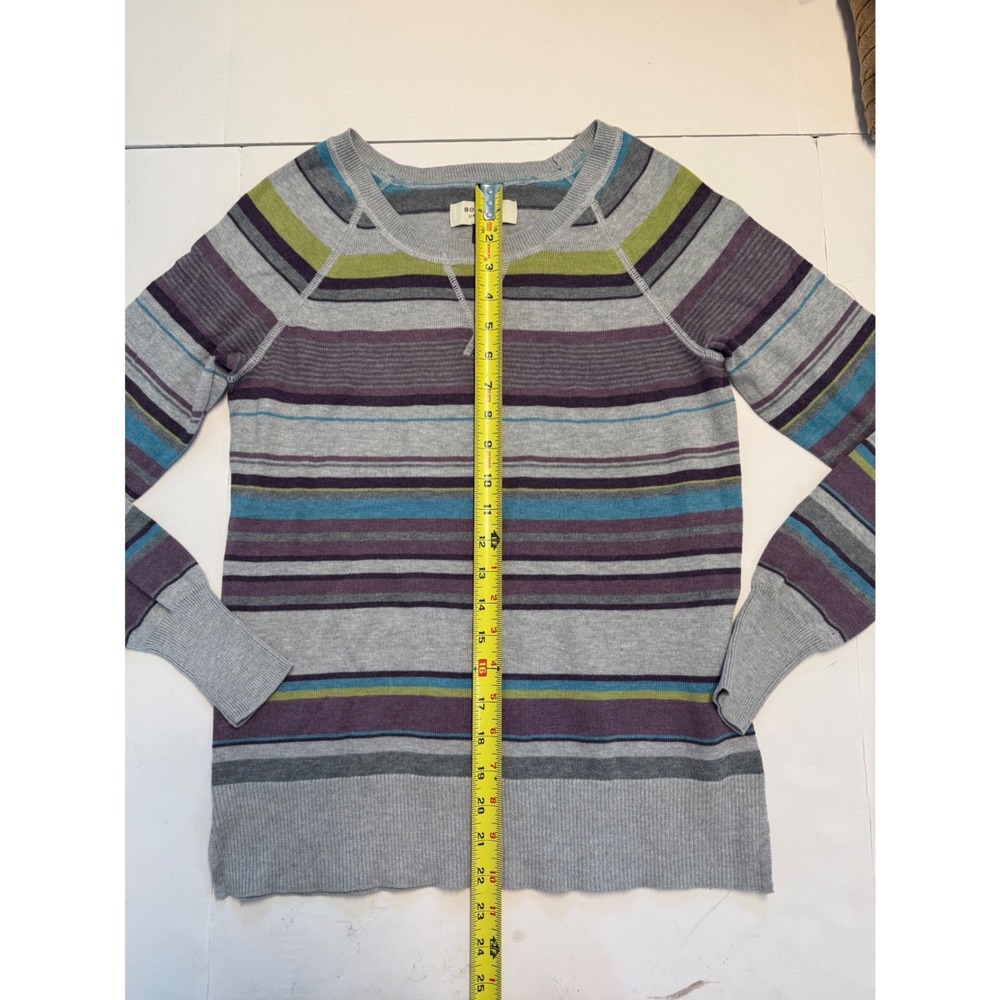 Sonoma Life + Style Womens Small Striped Knit Sweater Grey Purple Blue Green - Picture 3 of 7